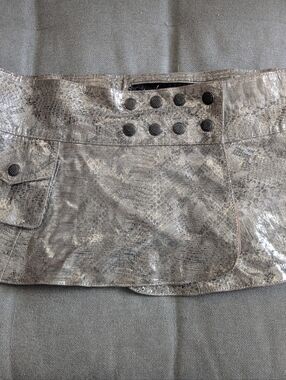 Metallic Leather Snakeskin Micro Mini Skirt